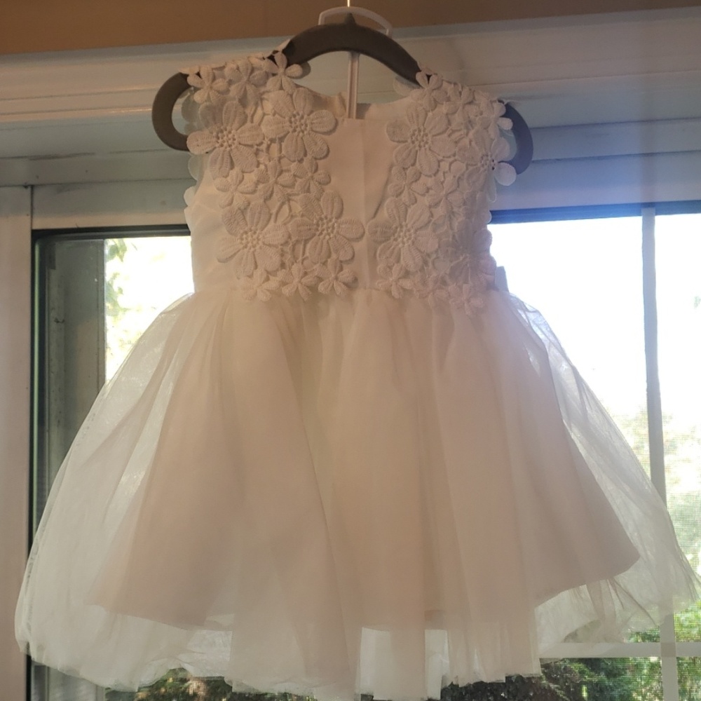 Baby girl flower lace mesh sleeveless party dress